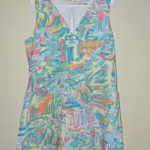 Lilly Pulitzer Colorful Sleeveless Romper Dress With Pockets